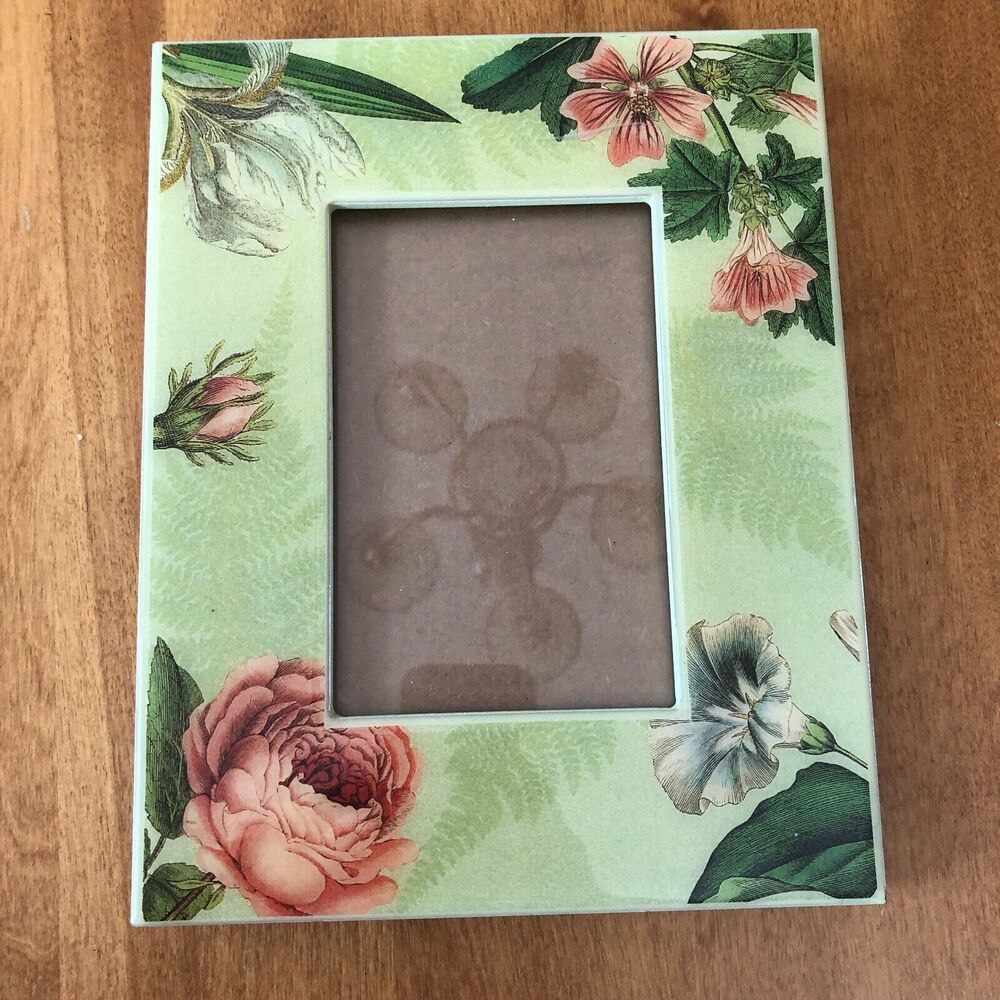 Dolce Mia Designs Picture Frame Green Floral French Country 4x6" Photo Handmade